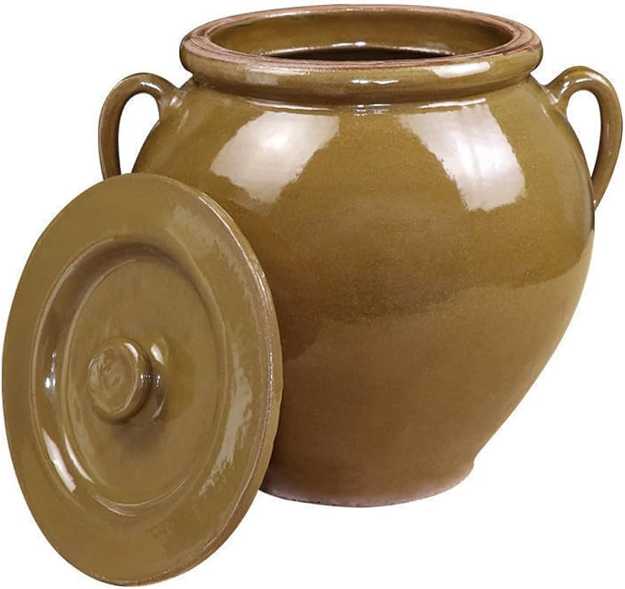 Ceramic Rice Storage Jar with Lid 5lb Capacity Double-handled Sealed Earthenware Container for Ki... | Amazon (US)