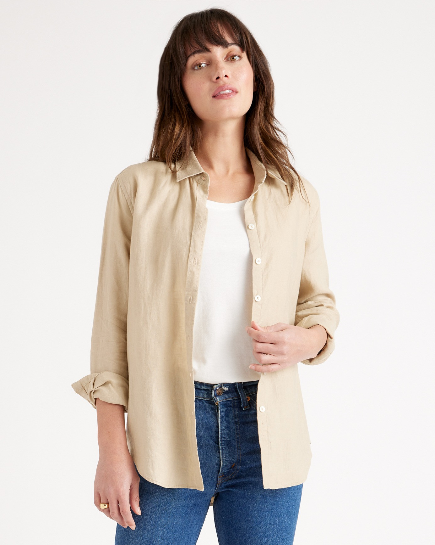 Quince | Women's Long Sleeve Shirt in Driftwood, Size Small, Linen | Quince