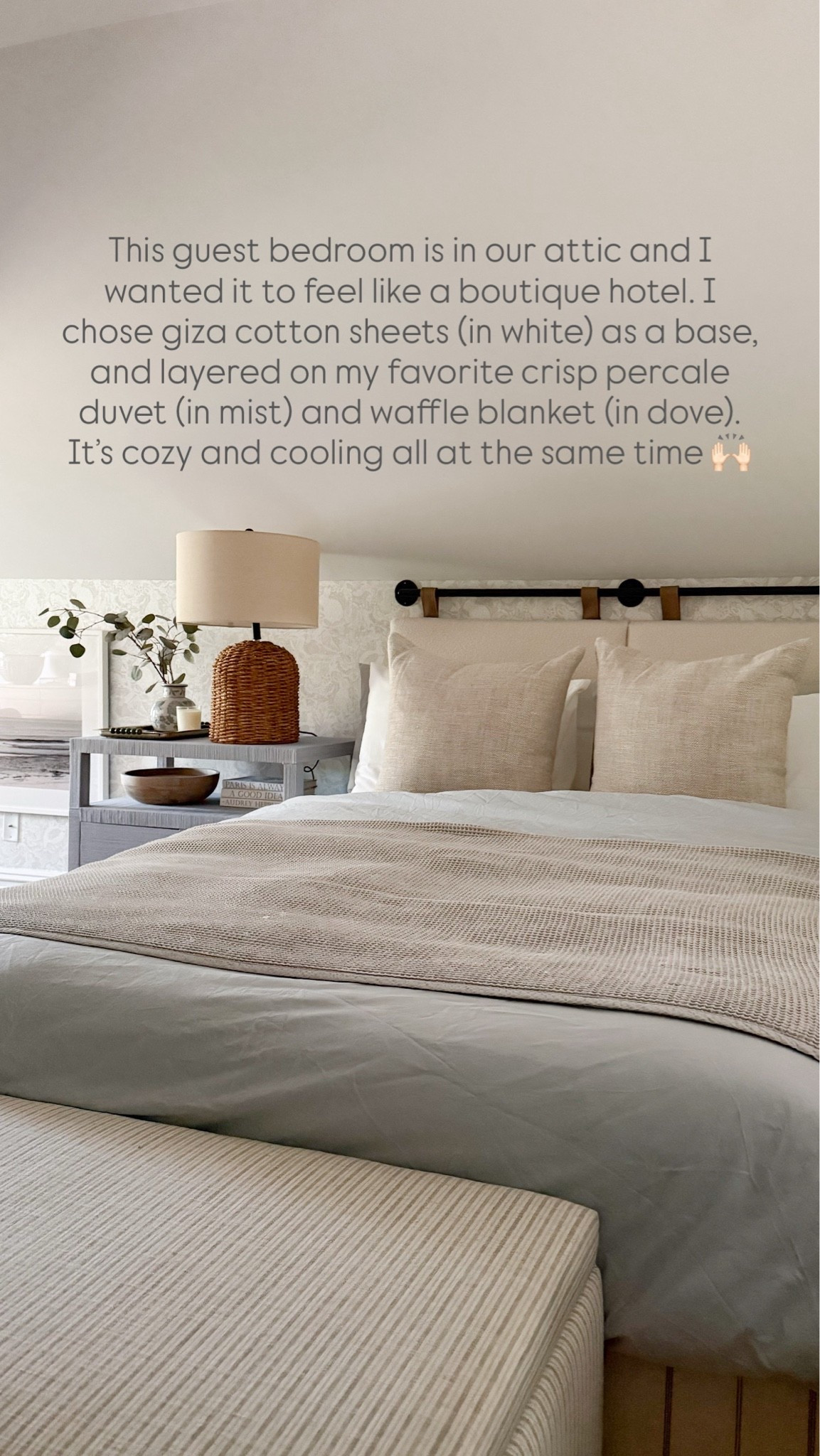 I gave our attic guest bedroom a little fall refresh with the help of @quince! I wanted this bedroom to feel like a boutique hotel so I chose giza cotton sheets (in white) as a base and layered on my favorite crisp percale duvet (in mist) and waffle blanket (in dove). It’s cozy and cooling and just the perfect little space for guests and holiday hosting.

#LTKHome #LTKSeasonal #LTKmorningroutine