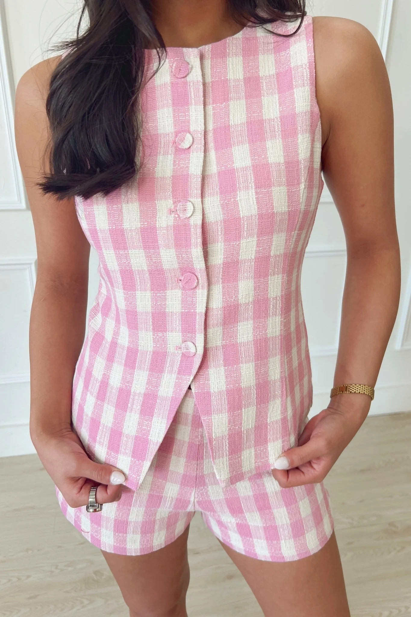Blair Gingham Vest | Apricot Lane Boutique