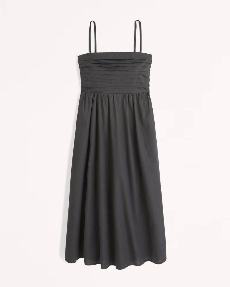 Emerson Strapless Poplin Midi Dress | Abercrombie & Fitch (US)