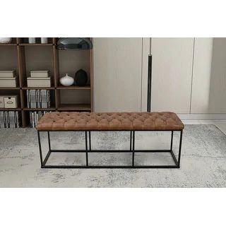 Carbon Loft DeAngelo Brown Faux Leather Decorative Bench | Bed Bath & Beyond