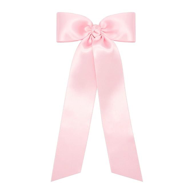 Wee Ones Medium French satin bowtie with knot wrap and streamer tails 9" | Amazon (US)