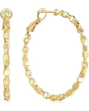 KATIE OTTE Gold Hoop Earrings 14K Gold Jewelry for Womens Earrings Modish Hoops Earrings Gold Ear... | Amazon (US)