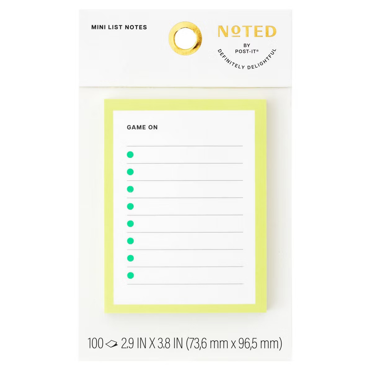 Noted by Post-it Sports Court 3"x4" List Note Green 100 sheets | Target