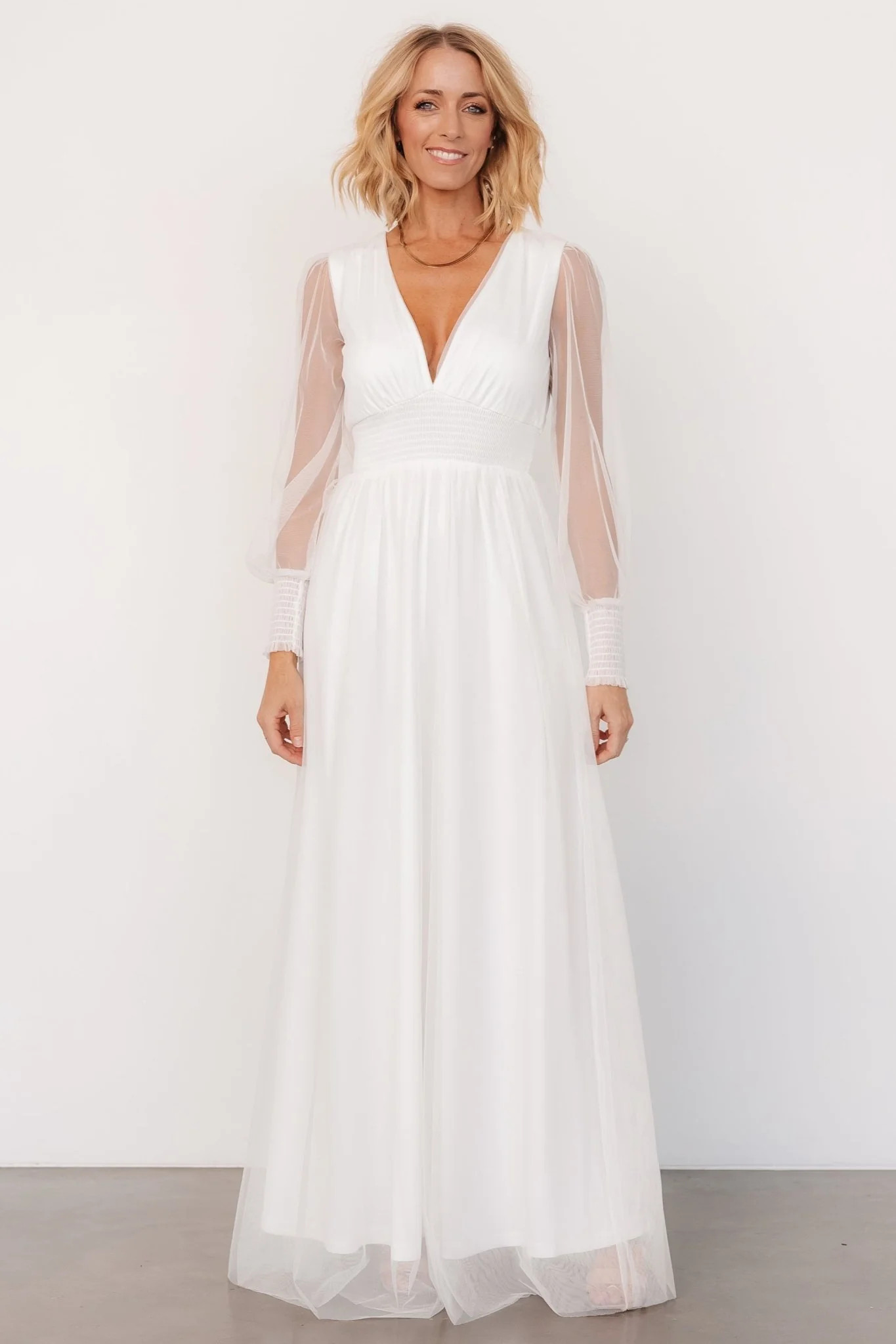 Layla Tulle Maxi Dress | White | Baltic Born