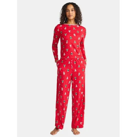 Christmas Women s and Women s Plus Long Sleeve Top and Wide Leg Pants Pajama Set from Holiday Time 2-Piece Sizes XS-3X | Walmart (US)