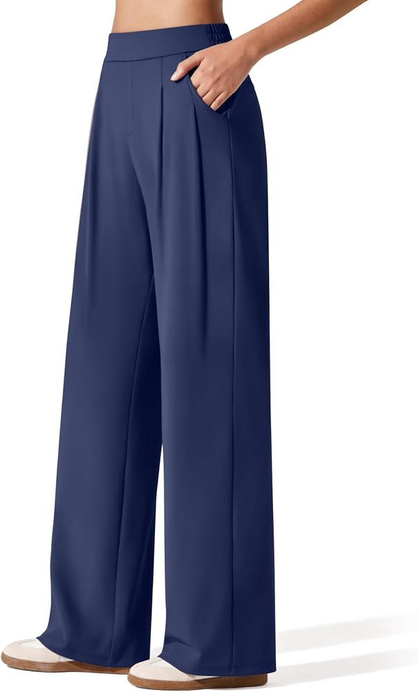 G4Free ShiftReady Women's Wide Leg Yoga Dress Pants High Waist with Pockets | Amazon (US)