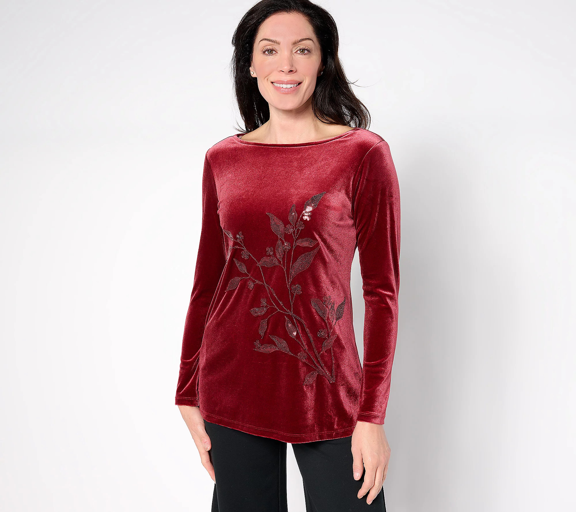 BEAUTIFUL by Lawrence Zarian Petite Velvet Sequin Tunic | QVC
