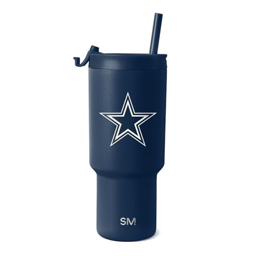 Simple Modern Officially Licensed NFL Dallas Cowboys 30 oz Tumbler with Flip Lid and Straws | Insulated Cup Stainless Steel | Gifts for Men Women | Trek Collection | Dallas Cowboys | Amazon (US)