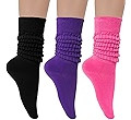 Witwot 3 Pairs Women's Slouch Socks Cotton Knit Knee High Scrunch Sock Size 6-11 | Amazon (US)