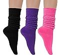 Witwot 3 Pairs Women's Slouch Socks Cotton Knit Knee High Scrunch Sock Size 6-11 | Amazon (US)