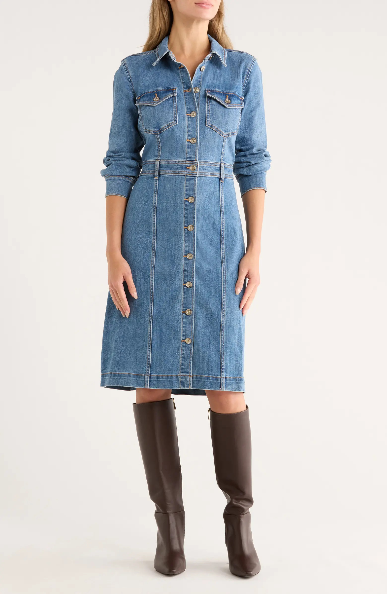 Long Sleeve Denim Shirtdress | Nordstrom Rack