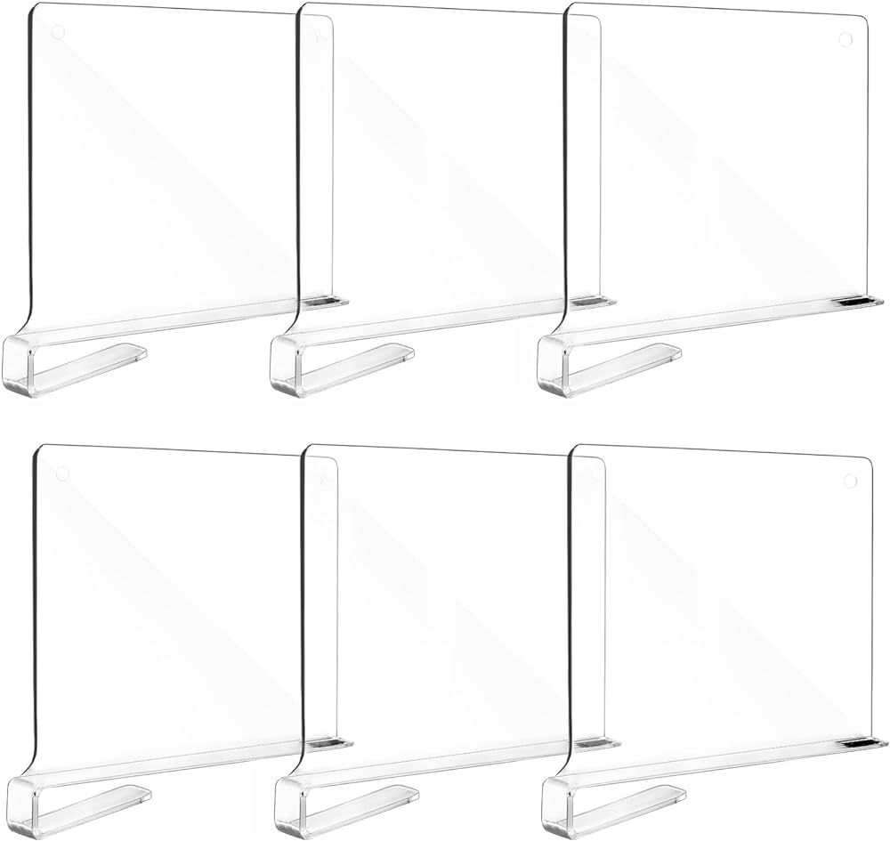 Fixwal 6pcs Clear Acrylic Shelf Dividers for Organization, Closets Shelf and Closet Separator for... | Amazon (US)
