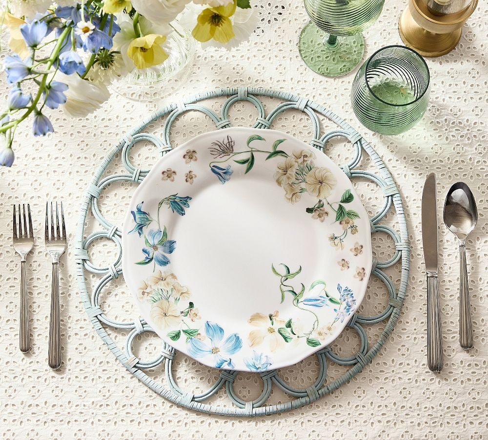 Monique Lhuillier Summer Blossom Outdoor Melamine Dinner Plates - Set of 4 | Pottery Barn (US)