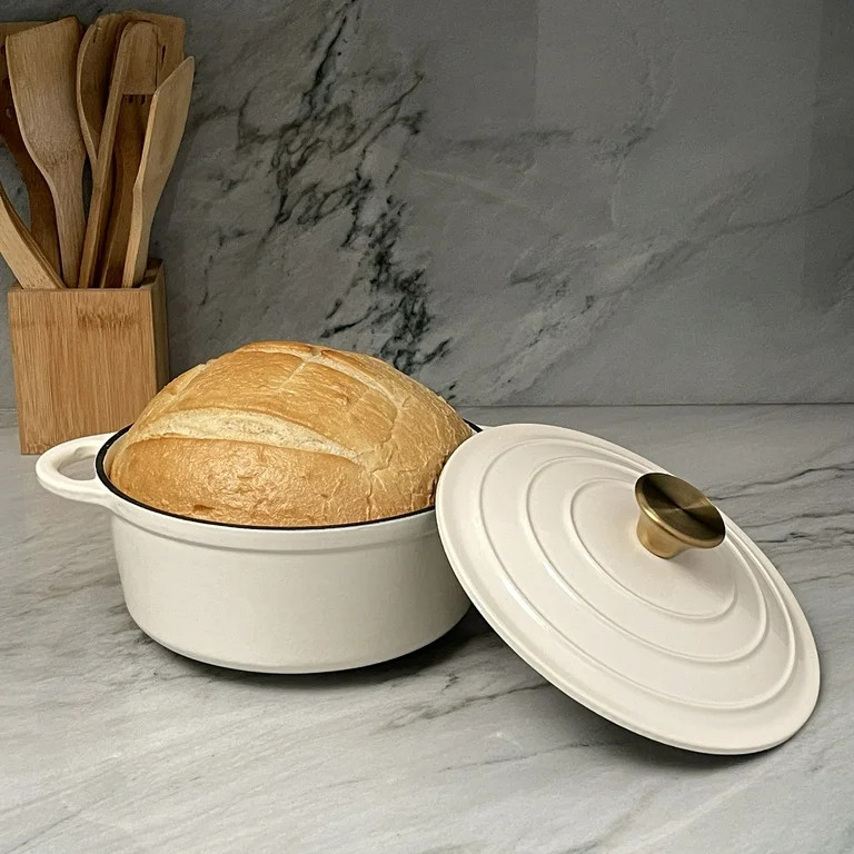 Lexi Home 2.8 Qt. Enameled Cast Iron Dutch Oven - Cream | Walmart (US)