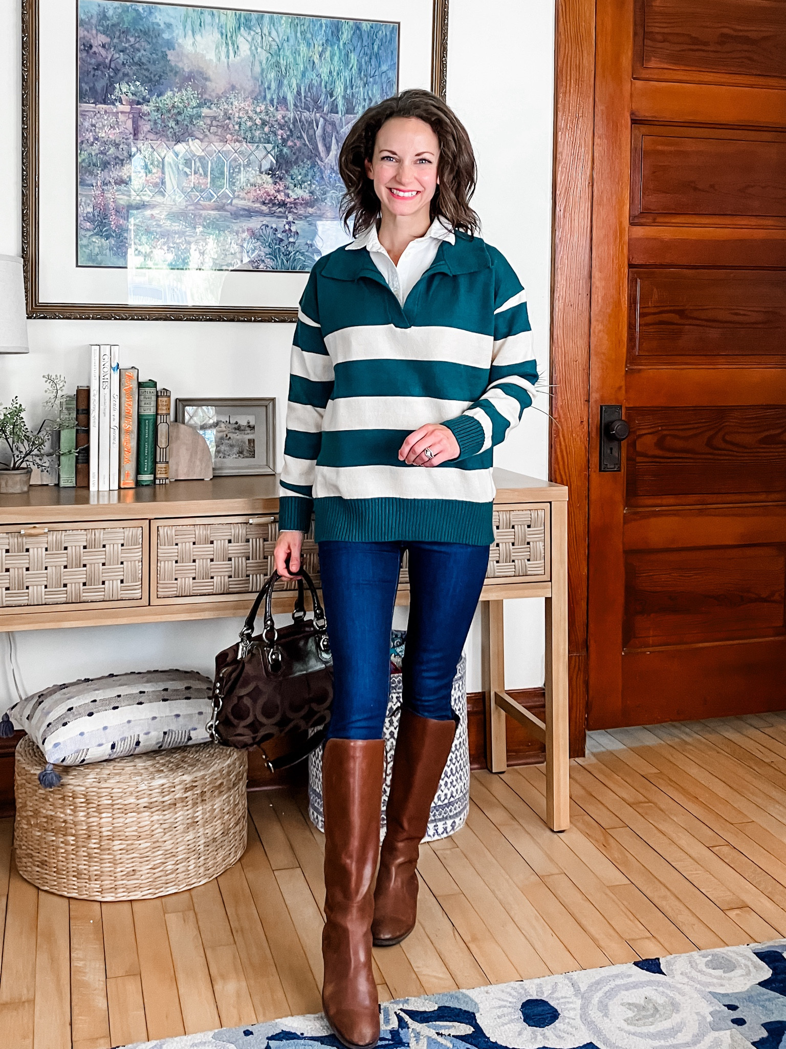 Cute, preppy sweater for Fall!
Wearing size XA Chicwish sweater. 
Size XXSP J.Crew Factory shirt. 
Size 24 Levi’s jeans. 
Petite outfit. Fall outfit. Preppy outfit. Cute outfit. Mom outfit. Classic outfit  

#LTKStyleTip #LTKOver40 #LTKFindsUnder100