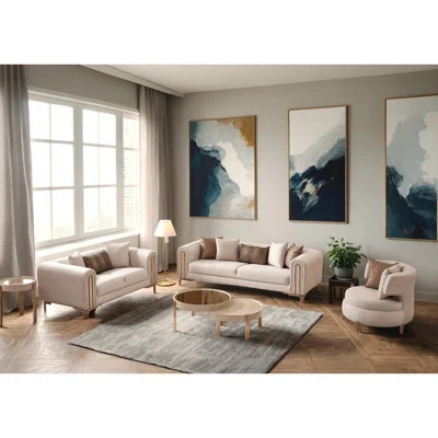 Hawraa 4 - Piece Velvet Living Room Set | Wayfair North America