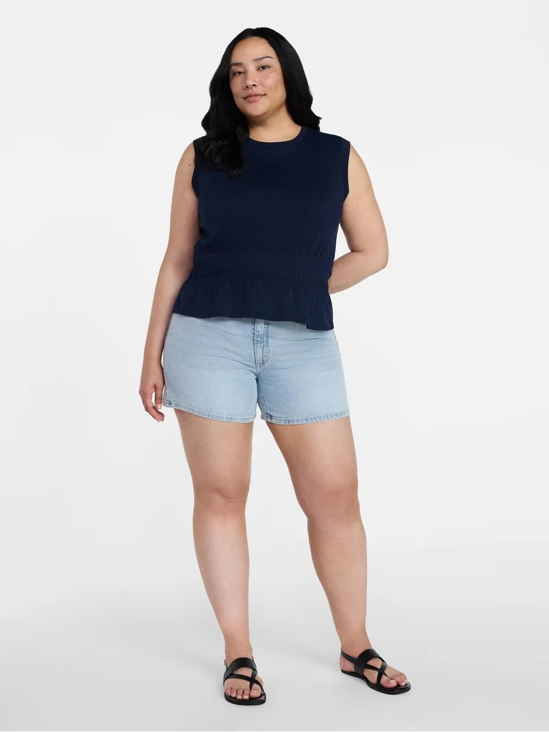 Time and Tru Women's High Rise Denim Shorts, 5" Inseam, Sizes 0-20 | Walmart (US)