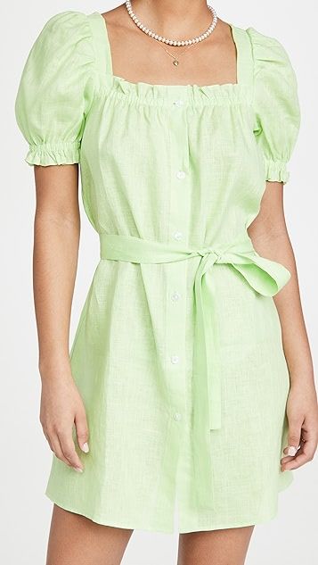 Brigitte Linen Mini Dress In Lime | Shopbop