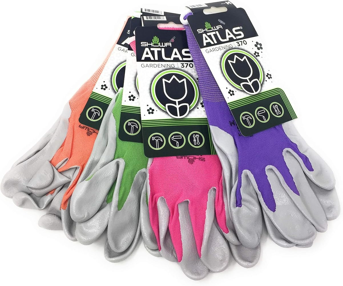 SHOWA Atlas 370 Nitrile Palm Coated General Purpose Work Glove with Nylon Liner, Purple, Medium (... | Amazon (US)