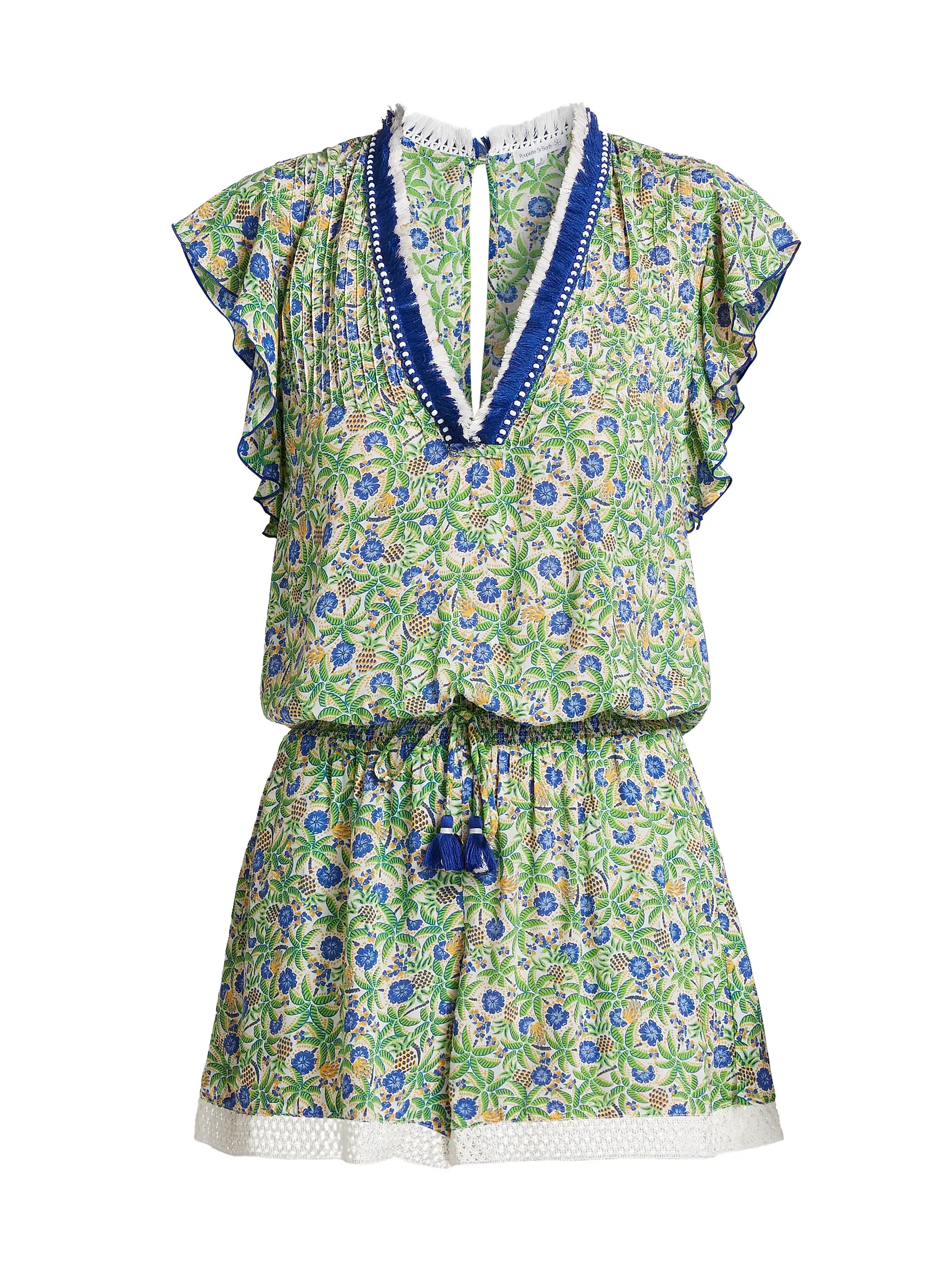 Sasha Floral Knit Drawstring Romper | Saks Fifth Avenue