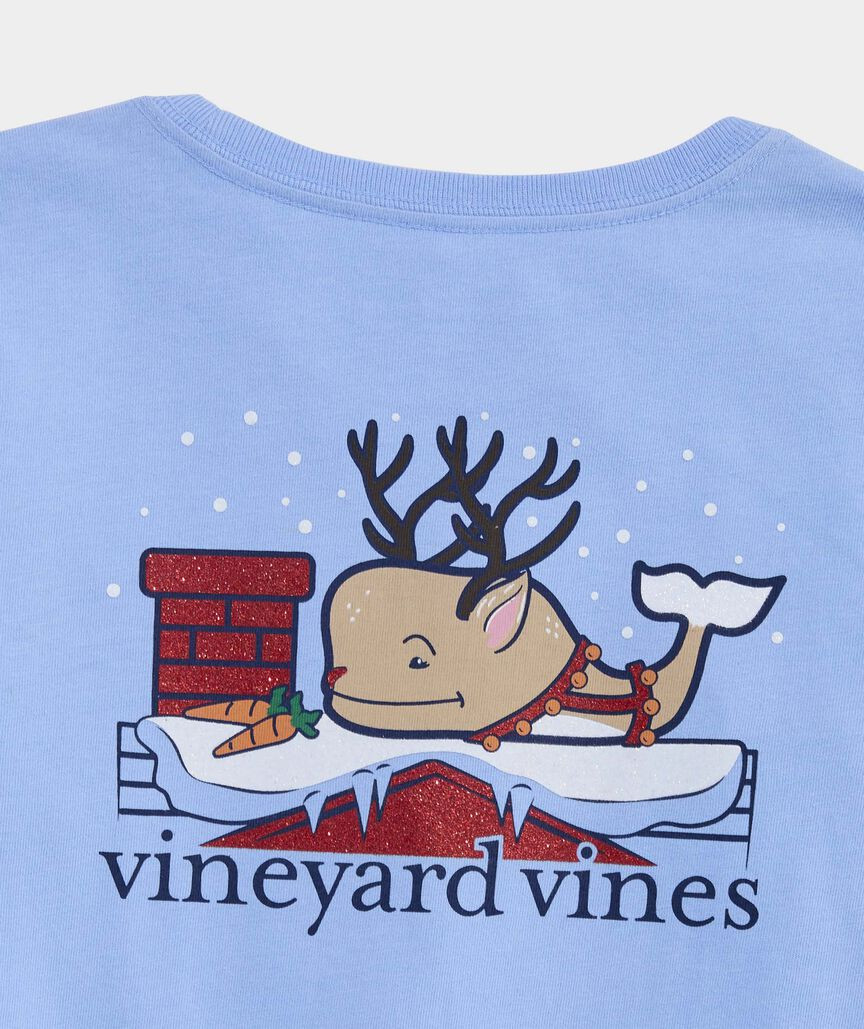 Girls' Glitter Reindeer Whale Long-Sleeve Pocket Tee | vineyard vines