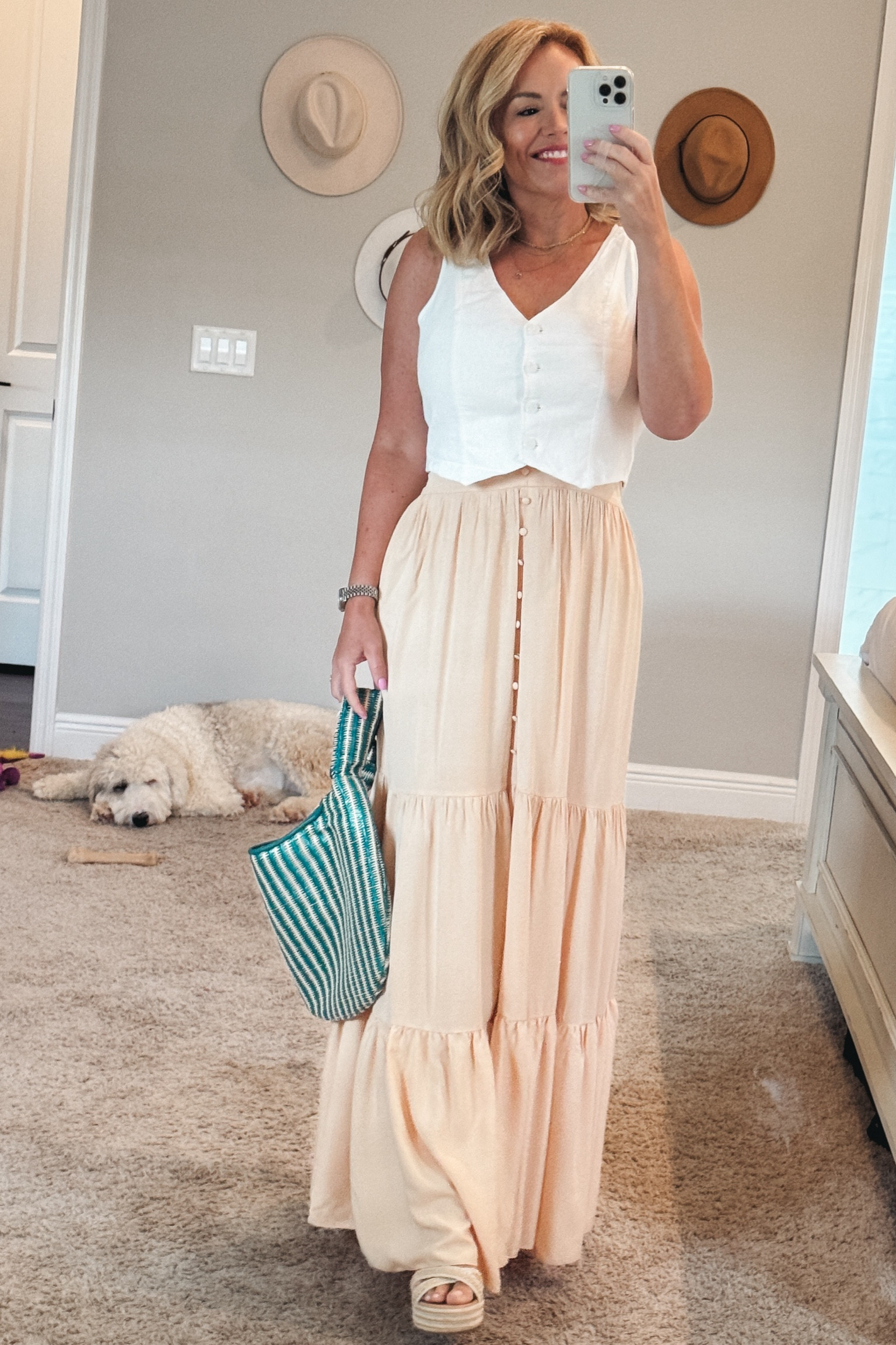 Birthday brunch maxi dress vest and the cutest turquoise raffia bag 

#LTKOver40 #LTKStyleTip