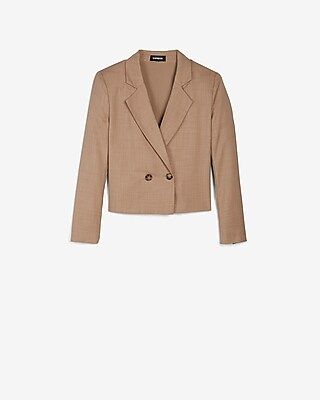 Cropped Double Breasted Long Sleeve Blazer | Express