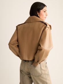 Contemporary Nude Oversized Leather Jacket | Jane and Tash Bespoke