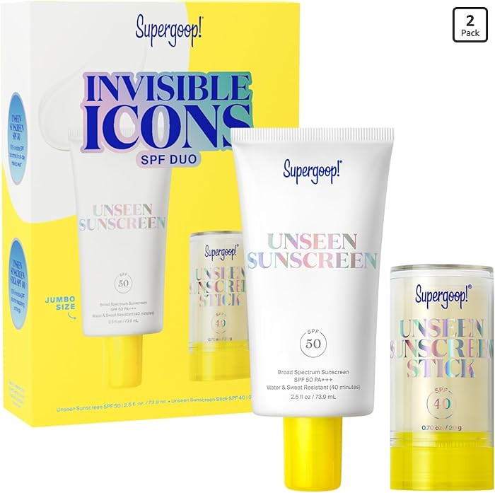 Supergoop! Invisible Icons SPF Set - Includes Unseen Sunscreen Broad Spectrum SPF 50 PA+++ (2.5 o... | Amazon (US)
