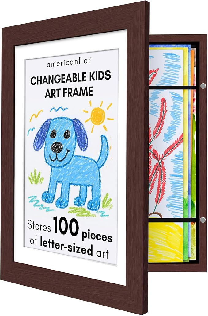 Americanflat Kids Artwork Frame Changeable (Mahogany) - Magnetic Door Holds 100 Art Pieces - 8.5x... | Amazon (US)