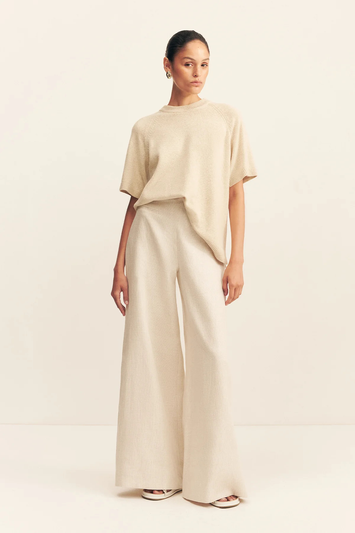 Elliot High Waisted Wide Leg Pant | Parchment | Pants | Shona Joy | Shona Joy