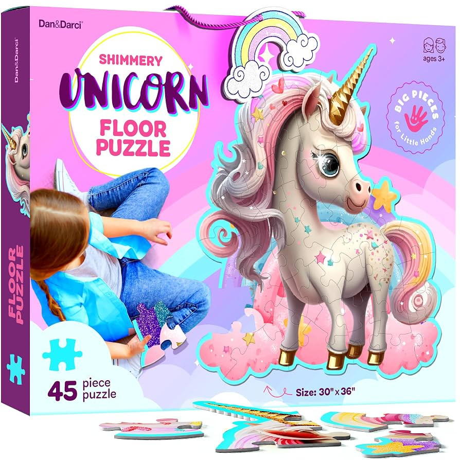 Dan&Darci Jumbo Shimmery 45-Piece Unicorn Floor Puzzle for Kids Ages 3-6 Years Old- Large Toddler... | Amazon (US)