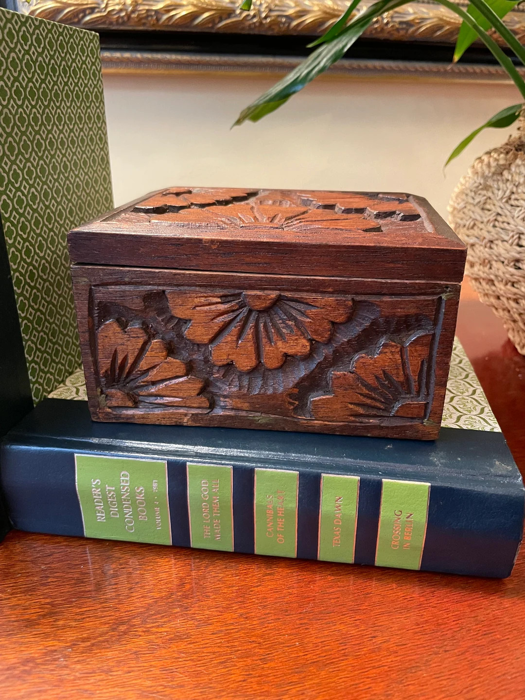 Vintage Carved Wooden Box Jewelry Box Francisco Trinket Box Keepsake Box Rustic Flower Engraved T... | Etsy (US)