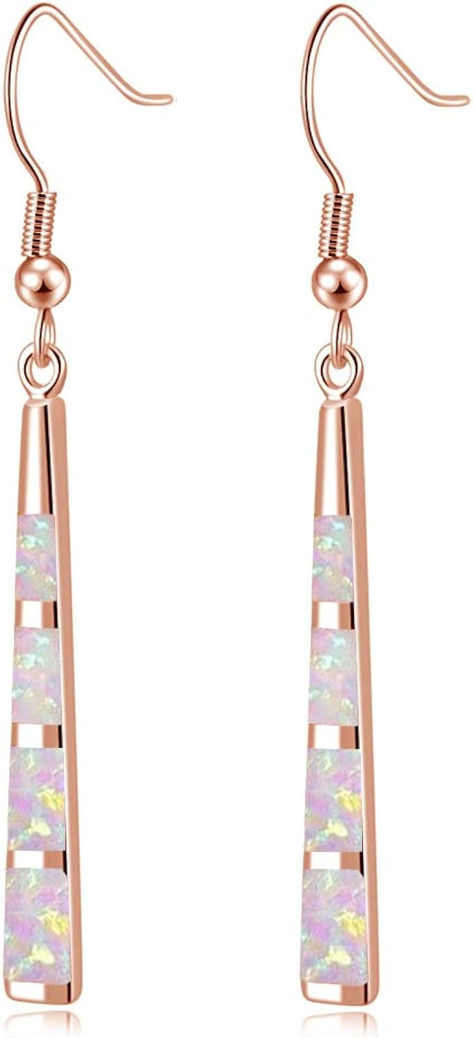 CiNily Dangle Earring-Opal Drop Earrings Silver Plated or Gold Plated Dangle Bar Earrings Opal Je... | Amazon (US)