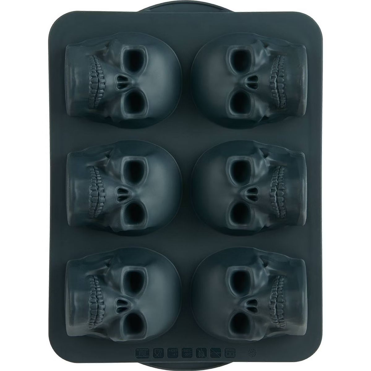 Trudeau 13.89" Silicone Jumbo Skulls Muffin Pan Black | Target