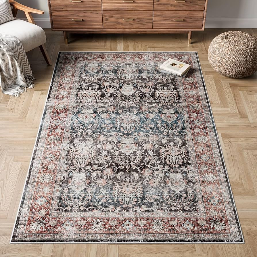 Dripex Vintage Washable Area Rug - 4x6 Distressed Rugs for Living Room Bedroom Oriental Medallion... | Amazon (US)