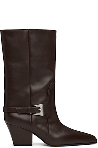 Paris Texas - Brown Jane Buckle Midcalf 60 Boots | SSENSE