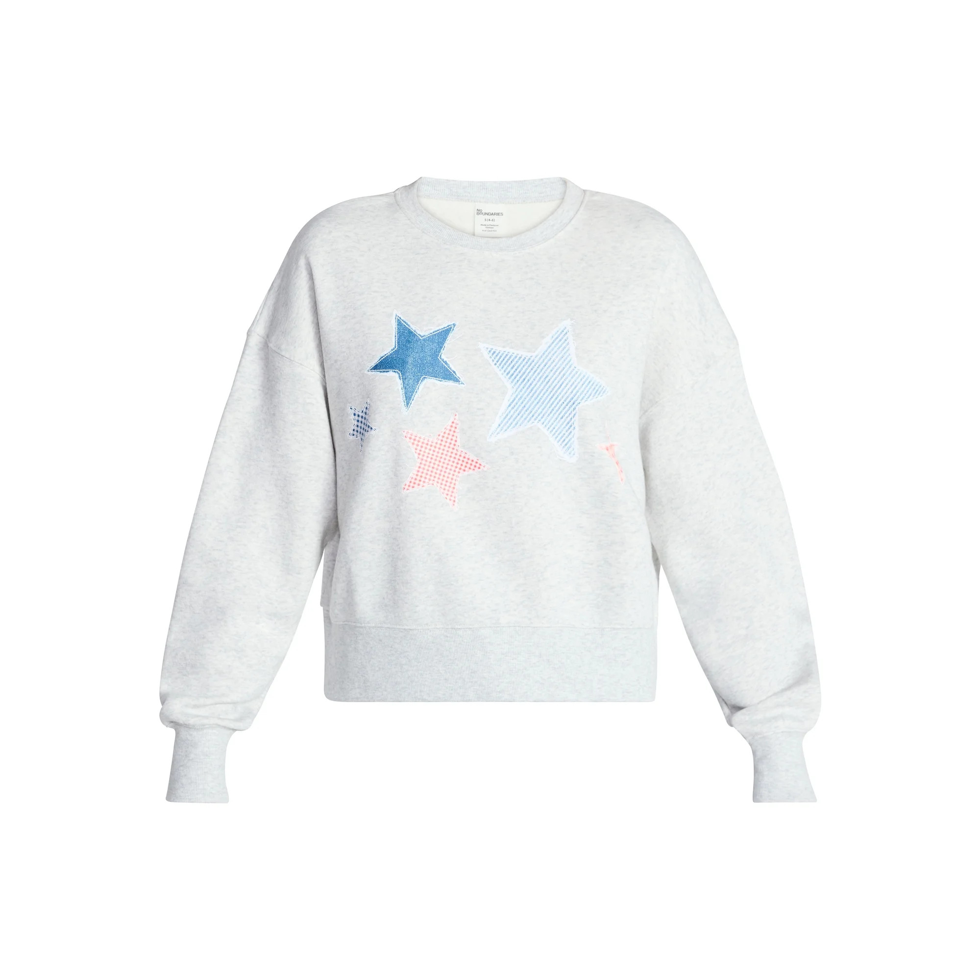 No Boundaries Boxy Graphic Sweatshirt with Long Sleeves, Women's XXS-XXL | Walmart (US)