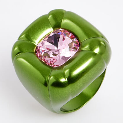 Green & Pink Embellished Ring | TK Maxx