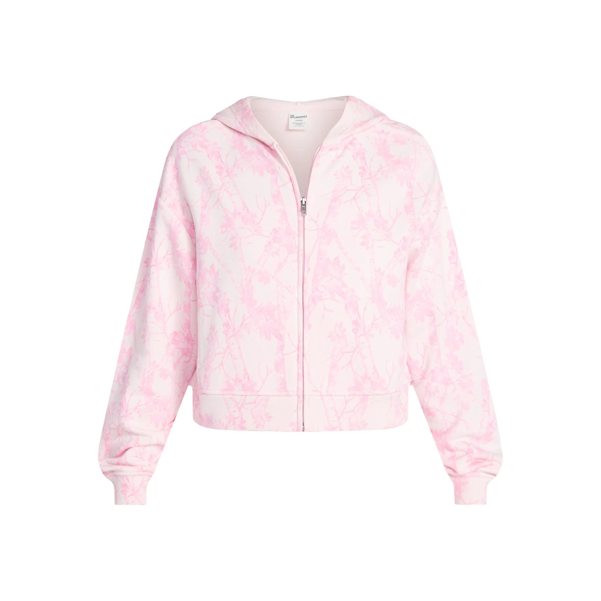 No Boundaries Boxy Zip-Up Hoodie, Women's XXS-XXL | Walmart (US)