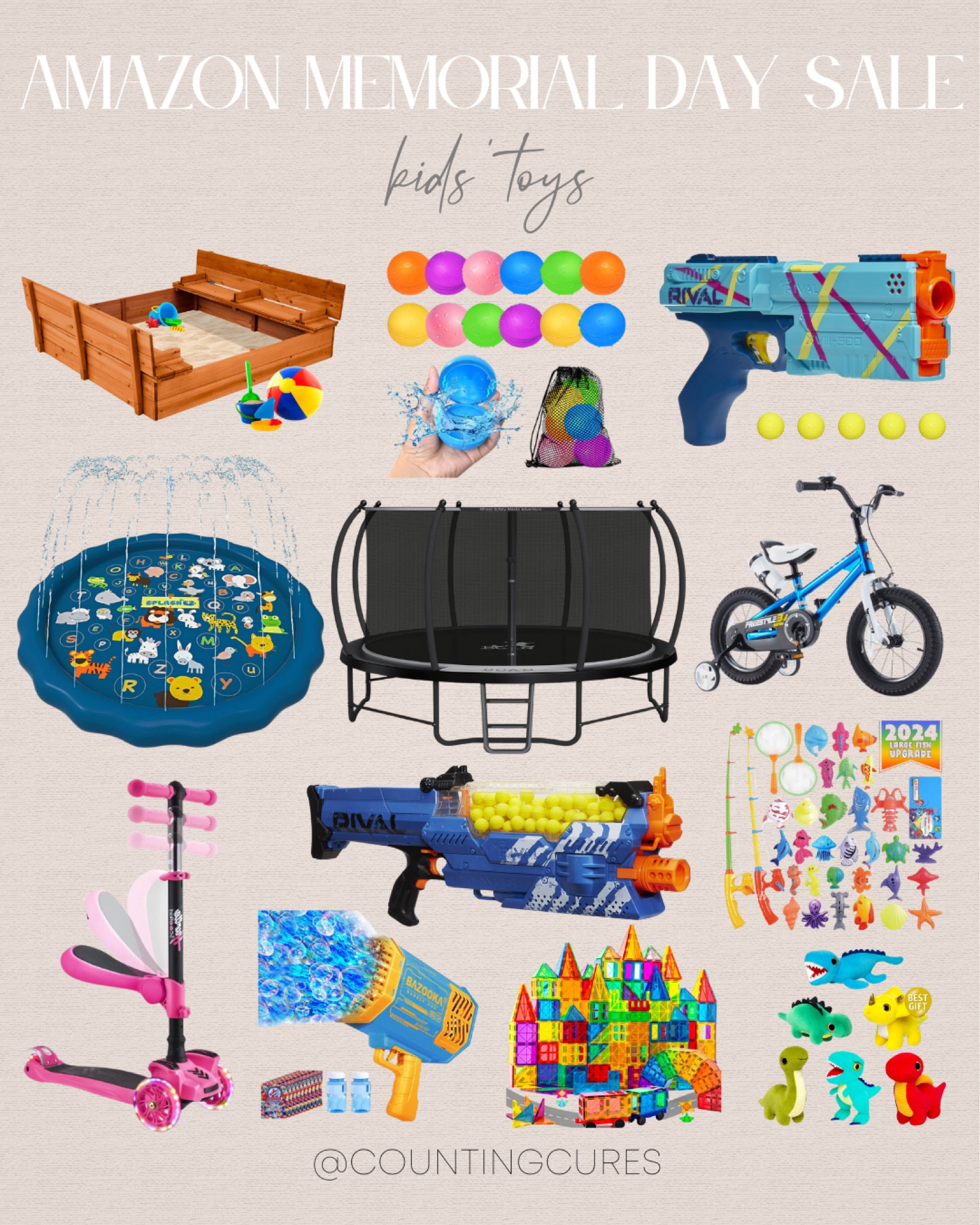 Here are some fun kids' toys you can check out at discounted prices during the Memorial Day Sale: trampoline, magnetic tiles, bubble gun, kick scooter, and more!
#giftidea #amazonfinds #kidsfavorite #affordablefinds

#LTKSaleAlert #LTKGiftGuide #LTKKids