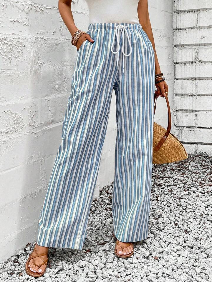 SHEIN LUNE Striped Women Summer Baggy Pants | SHEIN USA | SHEIN