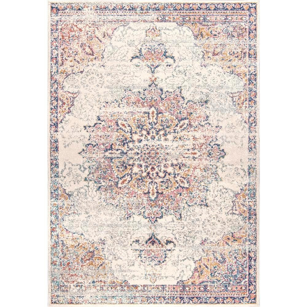 Leola Vintage Medallion Orange 5 ft. x 8 ft.  Area Rug | The Home Depot