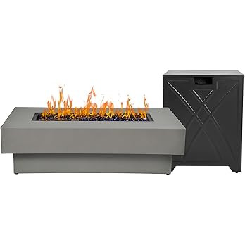 48-inch Fire Table with 20lb Propane Tank Cover, 50,000BTU Outdoor Modern Patio Fire Pit Table w/... | Amazon (US)
