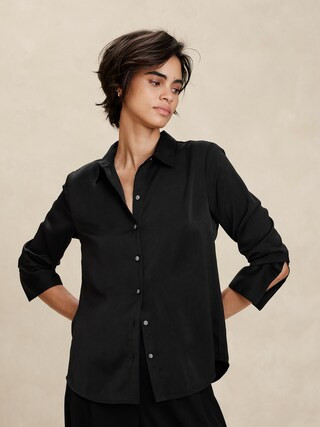 Satin Classic Shirt | Banana Republic Factory