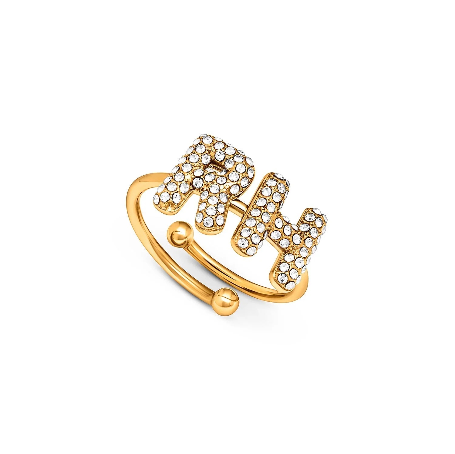 Spotlight Pavé Bubble Initial Ring (Gold) | Abbott Lyon