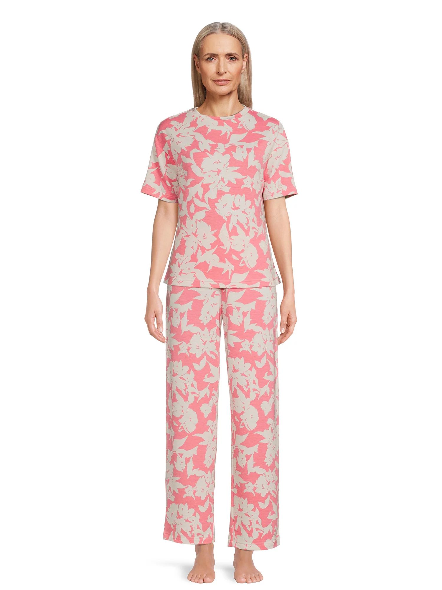 Lissome Women's and Women's Plus Size French Terry Top and Pants Sleep Set, 2-Piece | Walmart (US)