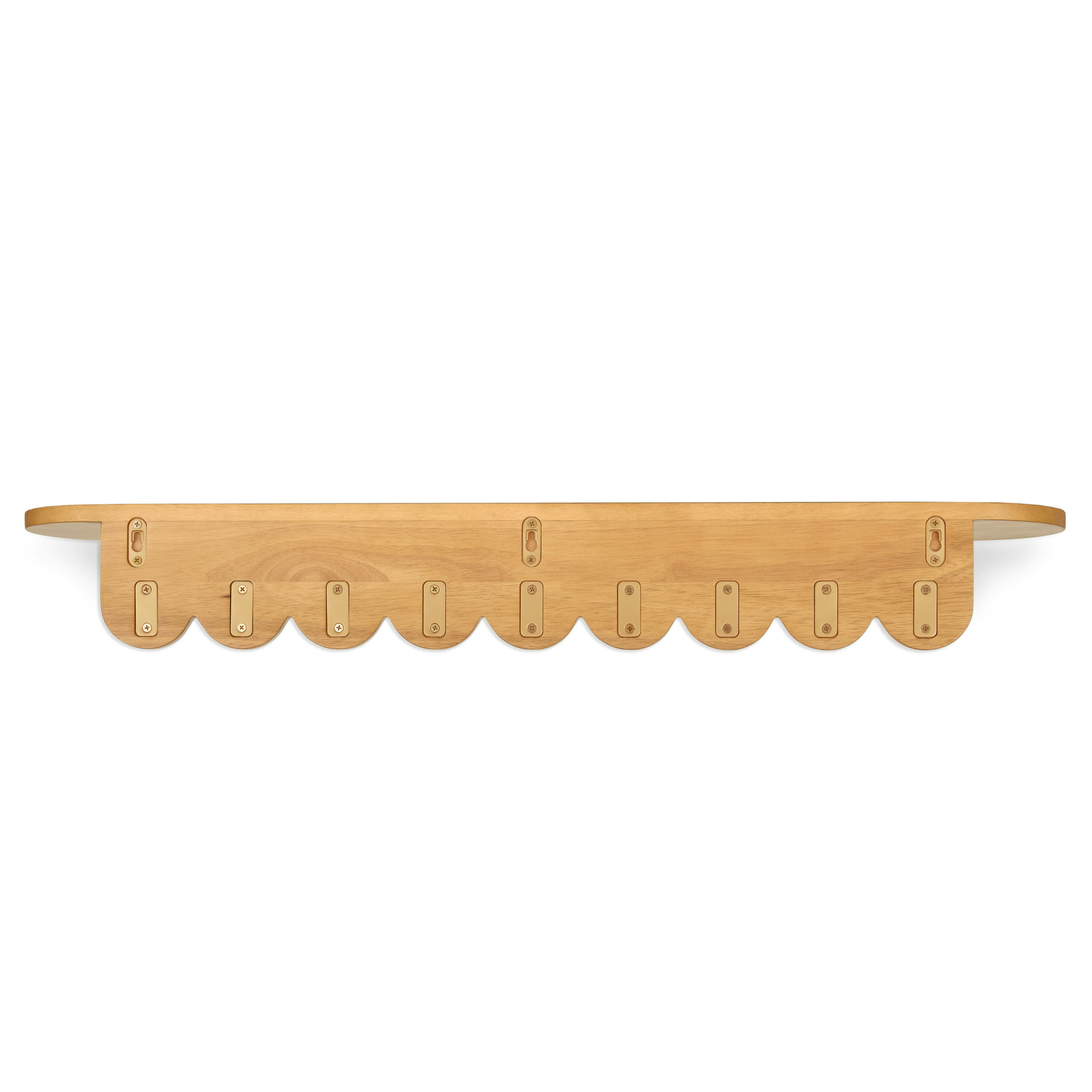 Shelly 38" Shelf and Coat Rack - Brass and Oak | Article